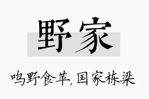 野家名字的寓意及含义