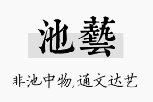 池艺名字的寓意及含义