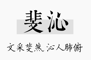 斐沁名字的寓意及含义