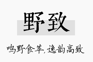 野致名字的寓意及含义