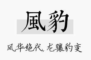 风豹名字的寓意及含义