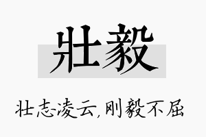 壮毅名字的寓意及含义