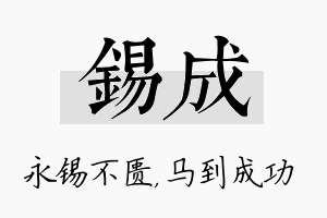 锡成名字的寓意及含义