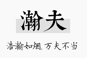 瀚夫名字的寓意及含义