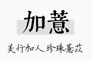 加薏名字的寓意及含义