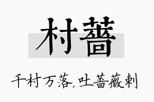 村蔷名字的寓意及含义