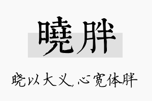 晓胖名字的寓意及含义