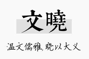 文晓名字的寓意及含义