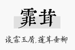 霏茸名字的寓意及含义