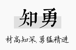 知勇名字的寓意及含义