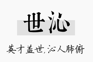 世沁名字的寓意及含义