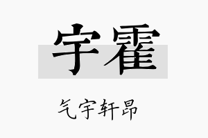 宇霍名字的寓意及含义