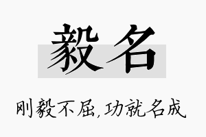 毅名名字的寓意及含义