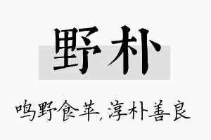 野朴名字的寓意及含义