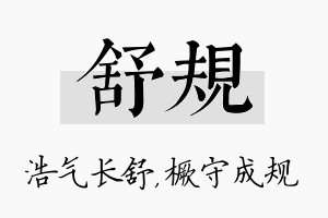 舒规名字的寓意及含义