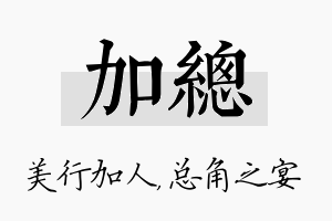 加总名字的寓意及含义