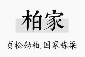 柏家名字的寓意及含义