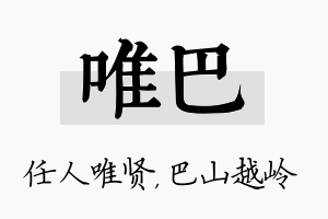 唯巴名字的寓意及含义