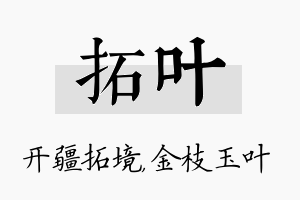 拓叶名字的寓意及含义