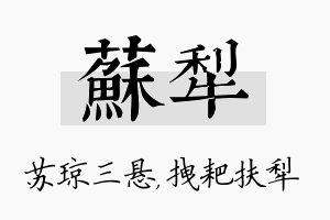 苏犁名字的寓意及含义