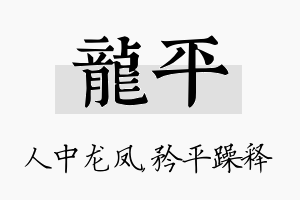 龙平名字的寓意及含义