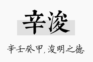 辛浚名字的寓意及含义