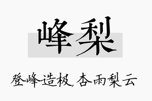 峰梨名字的寓意及含义