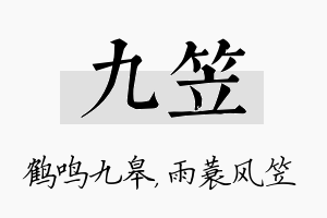 九笠名字的寓意及含义