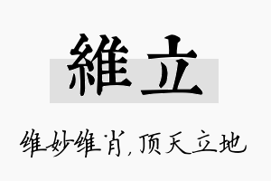 维立名字的寓意及含义