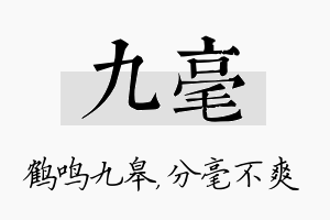 九毫名字的寓意及含义