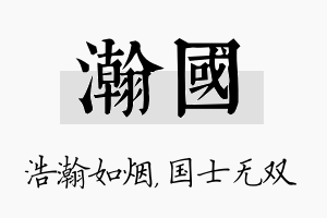 瀚国名字的寓意及含义