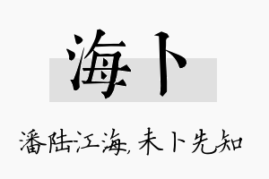 海卜名字的寓意及含义