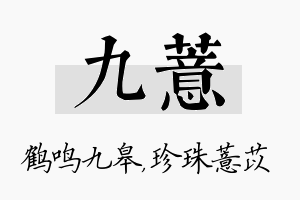 九薏名字的寓意及含义