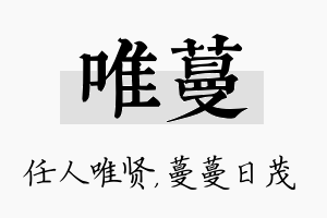 唯蔓名字的寓意及含义