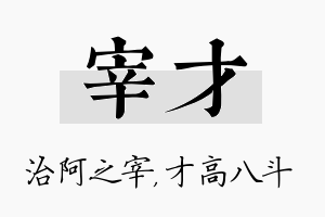 宰才名字的寓意及含义