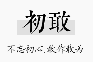 初敢名字的寓意及含义