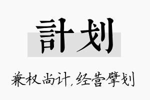 计划名字的寓意及含义