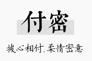 付密名字的寓意及含义