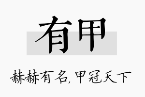 有甲名字的寓意及含义