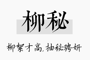 柳秘名字的寓意及含义