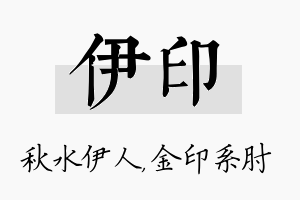 伊印名字的寓意及含义