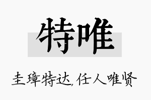 特唯名字的寓意及含义