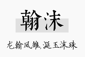 翰沫名字的寓意及含义