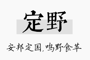 定野名字的寓意及含义