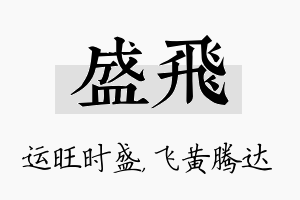 盛飞名字的寓意及含义