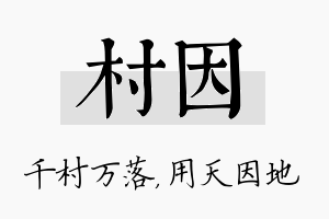 村因名字的寓意及含义