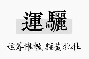 运骊名字的寓意及含义