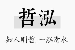 哲泓名字的寓意及含义