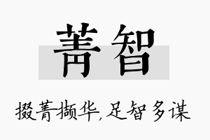 菁智名字的寓意及含义