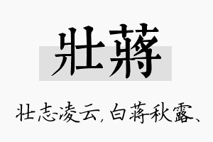 壮蒋名字的寓意及含义